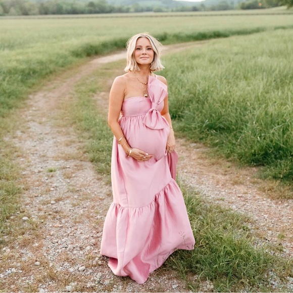 Petal & Pup Dresses & Skirts - Petal & Pup Pink One-Shoulder Maxi Dress